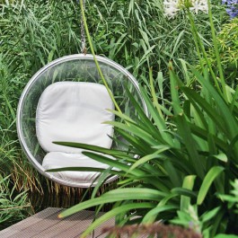 Fauteuil Bubble et Coussin cuir Blanc Face Adelta JardinChic