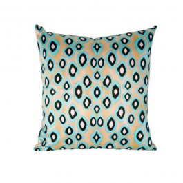 Coussin Coco Ikat Carré Turquoise 40x40 Mariska Meijers JardinChic