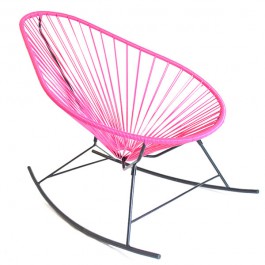 Rocking Chair Celestun Fuchsia Piètement Noir Boqa Jardinchic