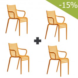 Offre Spéciale Lot de 4 Chaises Empilables avec Accoudoirs Pip-e Driade JardinChic