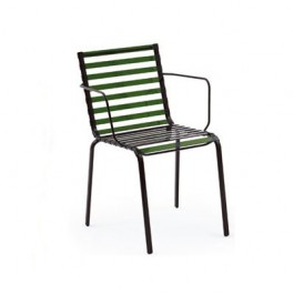 Lot de 4 Chaises empilables Striped avec Accoudoirs Vert/Vert Magis JardinChic