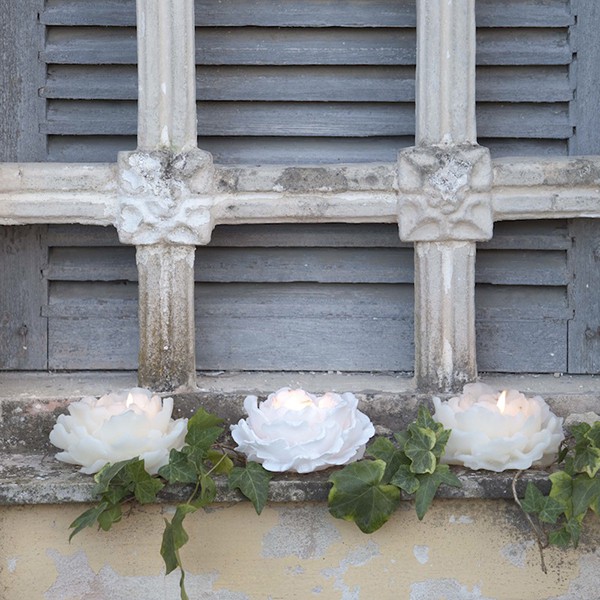 Bougies Fleurs Peonia Ecru Ø13cm Decoragloba Jardinchic