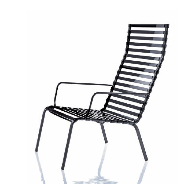Lot de 2 Chauffeuses empilables Striped avec accoudoirs et dossier haut Magis JardinChic Lot de 2 Chauffeuses empilables Striped avec accoudoirs et dossier haut Magis JardinChic