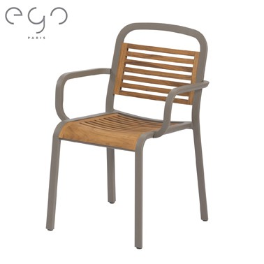 Fauteuil Marumi Taupe / Teck EGO Paris Jardinchic Fauteuil Marumi Taupe / Teck EGO Paris Jardinchic