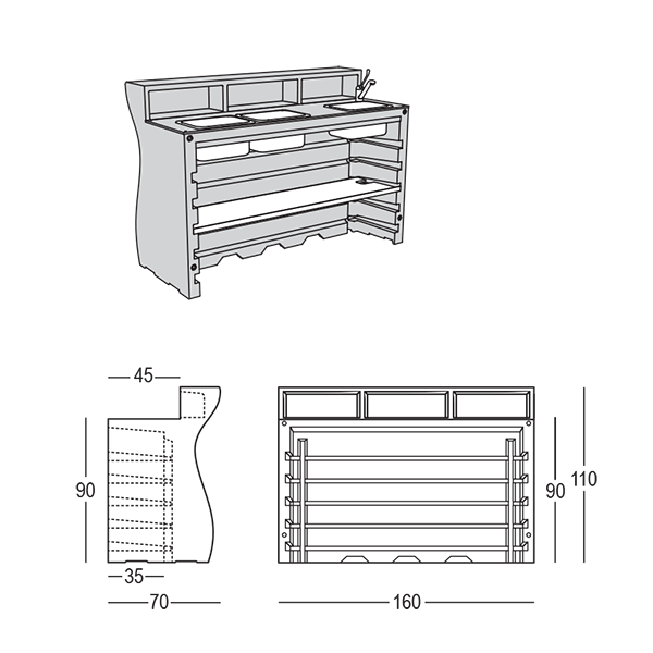 Bar Modular-Bartolomeo Modul-linear-Team - JardinChic