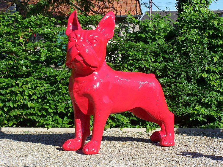 Französische Bulldogge Statue Garten Dekoration Willkommensschild