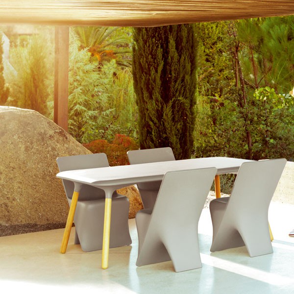Table Piétement Iroko Sloo 180x90cm Plateau Acier Vondom Jardinchic Table Piétement Iroko Sloo 180x90cm Plateau Acier Vondom Jardinchic