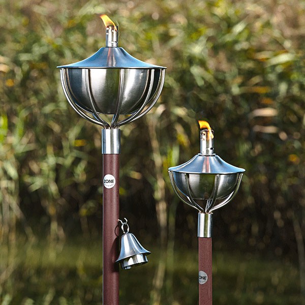 Torche Roma En Acier Inox Et Bois Naturel Aristo JardinChic