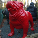 Statue XXL Lackiert Rot Englisch Bulldog