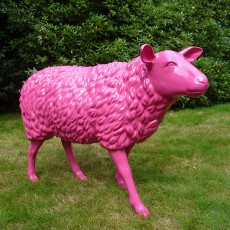 Statue Schafe Lackiert Fuchsia Pink