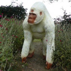 Statue Gorilla Stehend Weiß Lackiert