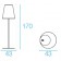 Dimensions Lampadaire Cone sur Batterie Emu Jardinchic