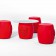 3 Hocker Skull rot, 1 Fuß Tisch Skull rot und ihre Plateau-Skull in Glas MyYour JardinChic